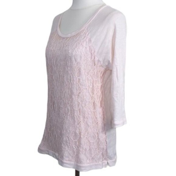 Chico s Large Blouse Top Casual Pink Lace Lightweight Shirts Contemporary Floral - Picture 2 of 9